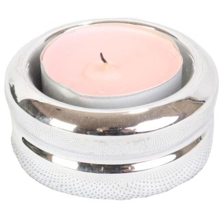 Świecznik ceramiczny na świeczkę tealight srebrny