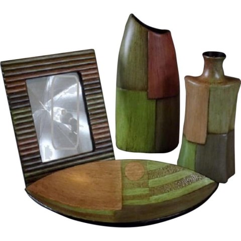Wazon ceramiczny w kolorach zieleni i pomarańczy 29x14x8 cm