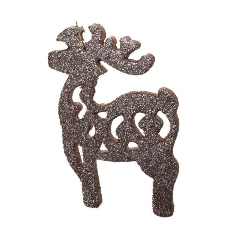 Komplet 3 Złotych, Brokatowych Zawieszek w Kształcie Reniferów, 12 cm