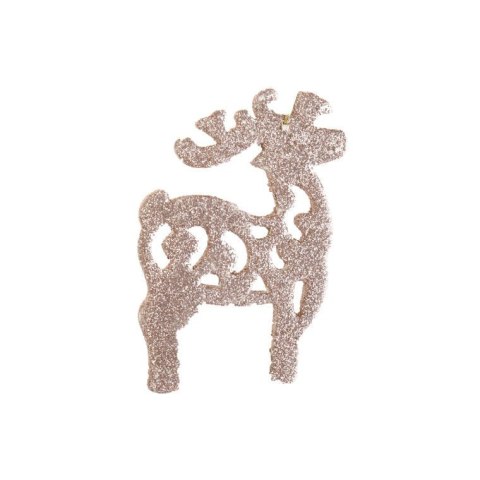 Komplet 3 Złotych, Brokatowych Zawieszek w Kształcie Reniferów, 12 cm