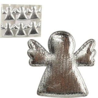 Komplet 6 Srebrnych Naklejek Aniołków o Wielkości 4 cm