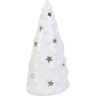 Lampion ceramiczny na tealight choinka biała