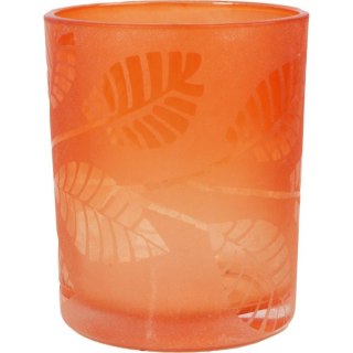 Świecznik pomarańczowy ozdobny z liśćmi