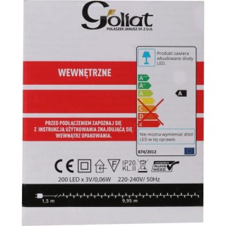Lampki choinkowe 200 led zimny biały wewnętrzne sznur