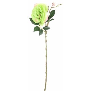 Sztuczna Róża na Gałązce w Kolorze Zielonym - 70 cm