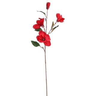 Czerwona gałązka z 4 sztucznymi magnoliami o długości 78 cm
