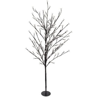 Drzewko Dekoracyjne z Ciepłym Światłem LED 150 cm, Czarne