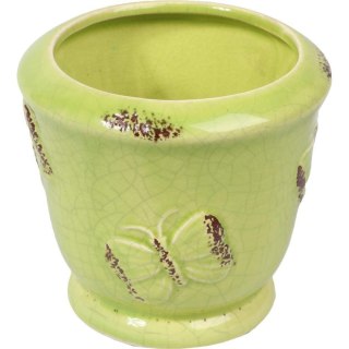 Osłonka ceramiczna wazonik w zielonym kolorze 10x9 cm