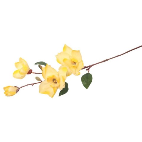 Żółta gałązka z 4 sztucznymi magnoliami o długości 80 cm