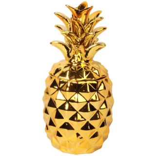 SZKATUŁKA CERAMICZNA ANANAS ZŁOTA, BELLISSIMA, 23 CM, NA BIŻUTERIĘ, DUŻA