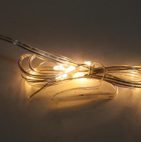 Lampki LED w Kształcie Łezek na Elastycznym Druciku - Ciepłe Światło Białe, Zasilane na Baterie