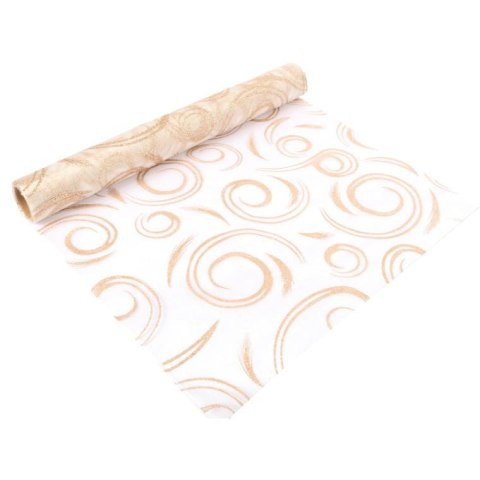 Organza Złota z Brokatowym Wzorem na Szpuli 35 cm x 5m