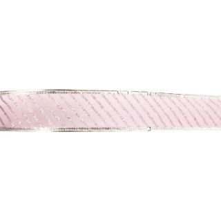 Różowa Wstążka dekoracyjna ze srebrnym obrzeżem 5 cm x 2,7 m do formowania