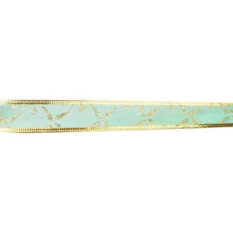 Świąteczna Wstążka Dekoracyjna Zielono-Złota do Formowania 3cm x 2,7m