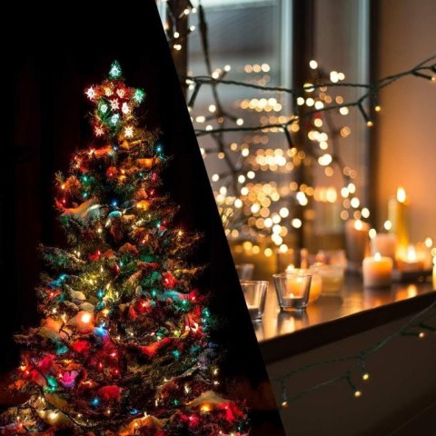 Wielobarwne Lampki Świąteczne Typu Gąsienica - 384 LED, Przeznaczone do Użytku Zewnętrznego, IP44, Długość 3m + 2m Przewód Sieci
