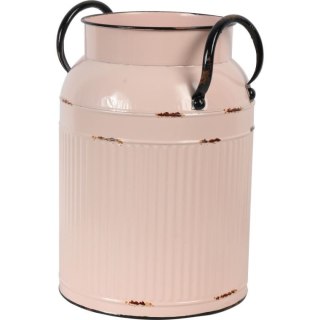 Metalowa Kanka Vintage w Kolorze Pudrowego Różu z Wytłoczeniami i Uchwytami, 27x18x13 cm