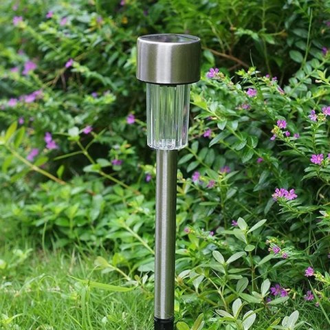 Prosty Słupek Oświetleniowy na Energii Słonecznej z Czujnikiem Zmierzchu, 31cm, Biała Dioda LED