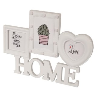 Ramka na zdjęcia HOME z białego plastiku z oświetleniem LED