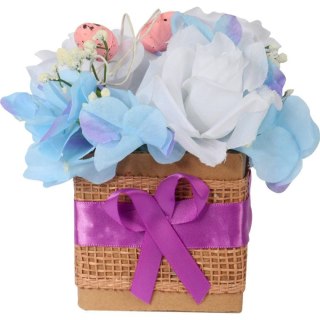 Stroik wielkanocny z JAJECZKAMI - Flower box fioletowy 18x12cm