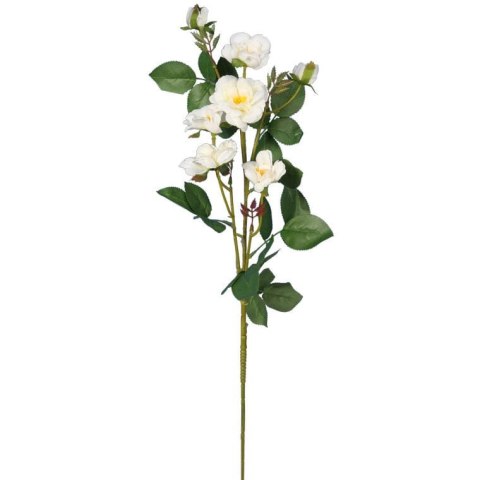 Dekoracyjna gałązka z 5 białymi różami i pąkami - wygląd naturalny, wysokość 72 cm