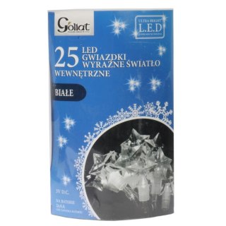 Lampki choinkowe 25 led gwiazdki na baterie zimny biały