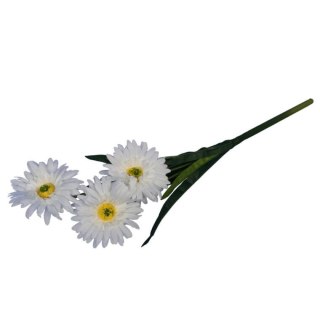 Sztuczna Gałązka z 3 Białymi Gerberami - Dekoracja o Wysokości 55 cm
