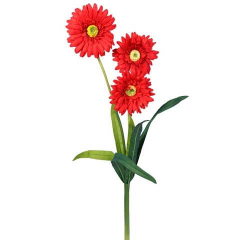 Sztuczna Gerbera Czerwona 3 Gałązki - Dekoracja Wysokiej Jakości 55cm