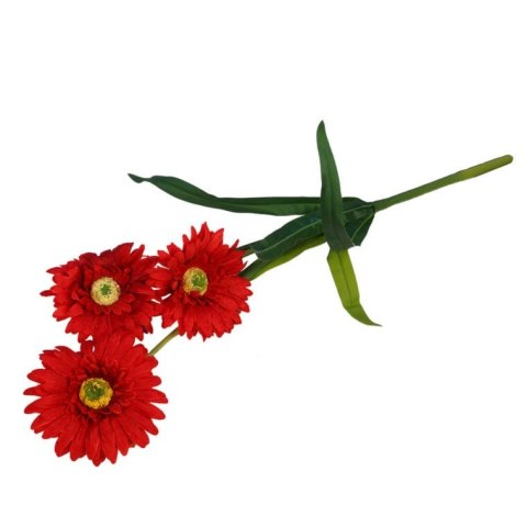 Sztuczna Gerbera Czerwona 3 Gałązki - Dekoracja Wysokiej Jakości 55cm