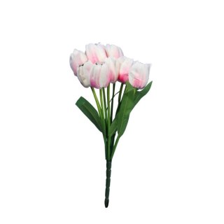 BUKIET 9 SZTUCZNYCH TULIPANÓW W KOLORZE JASNO RÓŻOWYM WYSOKOŚĆ 38CM