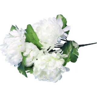 Bukiet 7 chryzantem z trawką 40 cm biały