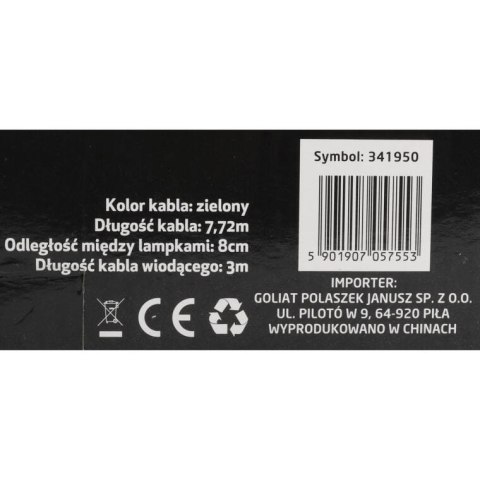 Lampki Choinkowe na Energii Słonecznej 60 LED, Kolor Ciepły Biały