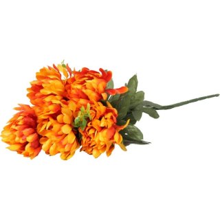 Pomarańczowy Bukiet Sztucznych Chryzantem z Gipsówką - Dekoracja na Wszystkich Świętych, Wysokość 58 cm