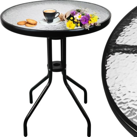 STOLIK OKRĄGŁY BISTRO OGRODOWY SZKLANY BALKONOWY 60 CM