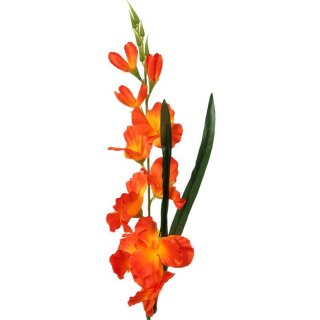 Sztuczna gałązka gladioli pomarańczowej o długości 70 cm