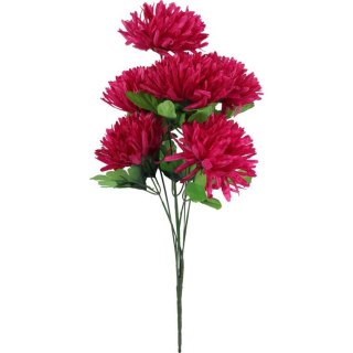 Bukiet 7 Sztucznych Chryzantem Bordowych - Dekoracja Świat Wszystkich Świętych - Wysokość 62 cm