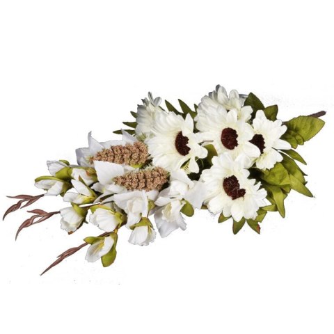 Bukiet płaska wiązanka nagrobna mix gladioli i gerber 68cm biała