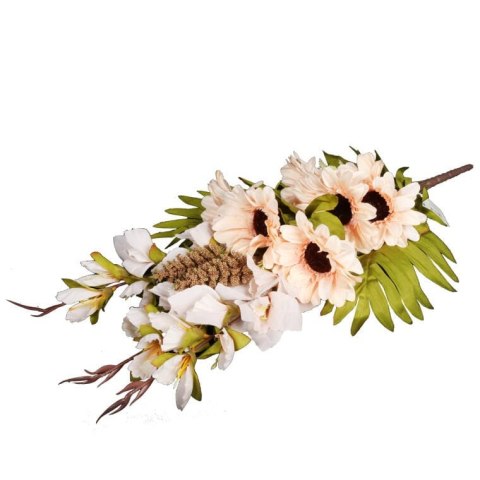 Bukiet płaska wiązanka nagrobna mix gladioli i gerber 68cm kremowa