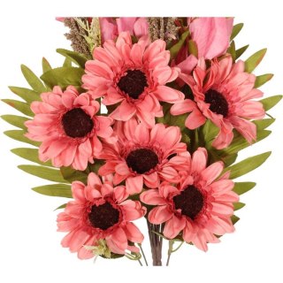 Bukiet płaska wiązanka nagrobna mix gladioli i gerber 68cm różowa