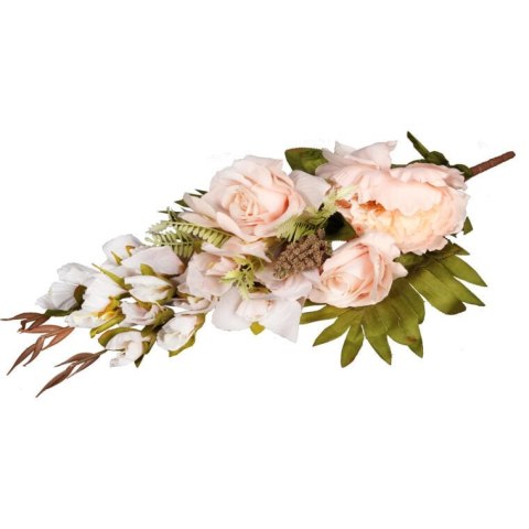 Bukiet płaska wiązanka nagrobna mix gladioli róż i piwonii 68cm kremowy