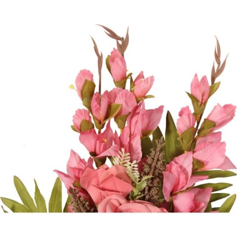Bukiet płaska wiązanka nagrobna mix gladioli róż i piwonii 68cm różowy