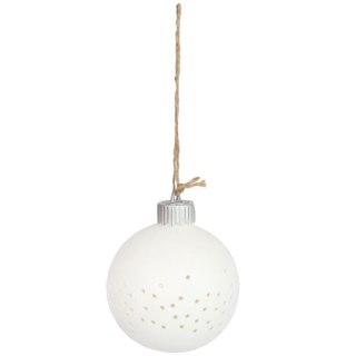 Ceramiczna Bombka Ażurowa LED Biała na Baterie 10 cm
