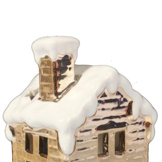 Ceramiczny świąteczny lampion na tealight domek 9 cm