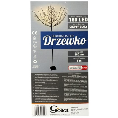 DRZEWKO DEKORACYJNE LUMENIA, 180CM, 180 LED, CIEPŁA BIEL, ŚWIĘTA, CZARNE
