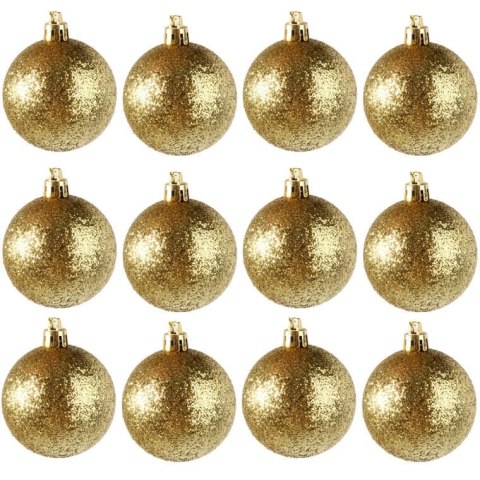 Komplet 12 Złotych Brokatowych Bombek Choinkowych, 6 cm