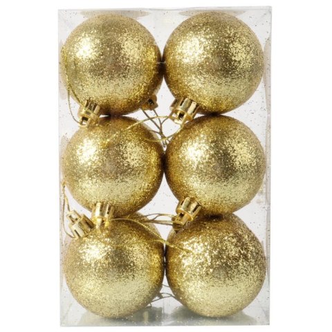Komplet 12 Złotych Brokatowych Bombek Choinkowych, 6 cm