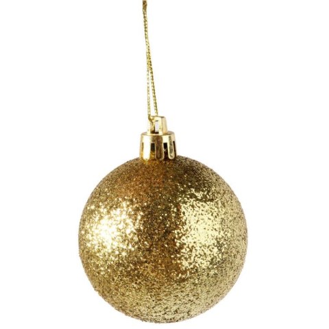 Komplet 12 Złotych Brokatowych Bombek Choinkowych, 6 cm
