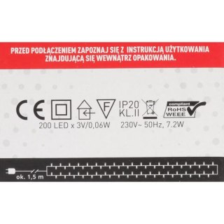 Lampki Choinkowe 200 LED z Energooszczędnymi Diodami, Kolor Ciepły Biały, Wewnętrzne, W Ringu, Zgodne z Normami UE