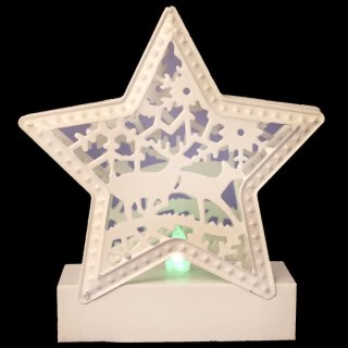 Metalowa Gwiazda Świąteczna LED zmieniająca kolory, biała, 13 cm, na baterie