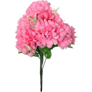 Różowy Bukiet Sztucznych Chryzantem z Gipsówką - Dekoracja Wszystkich Świętych, 54cm