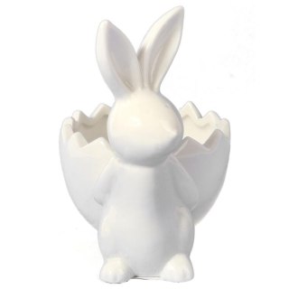 Biała Ceramiczna Figurka Zajączka na Święta Wielkanocne 14cm